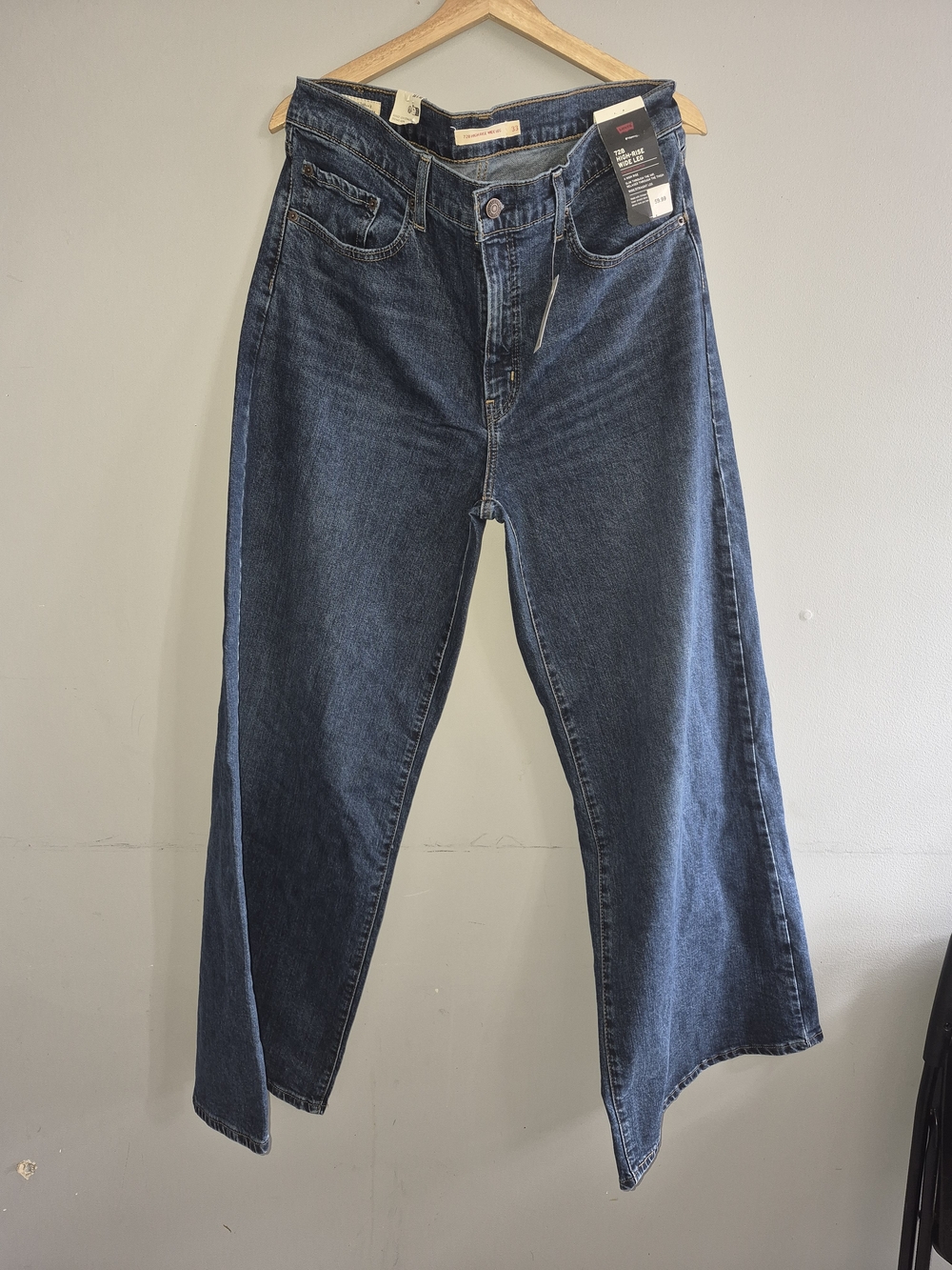 Levi's High Rise Wide Leg Jeans in Dark Blue Denim